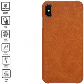 Odinis atverčiamas dėklas rudas qin (IPHONE XS MAX)